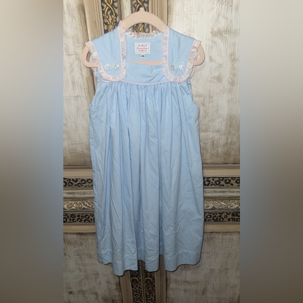 Light Blue & pink children’s dress sz. 6 - Picture 3 of 3